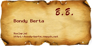 Bondy Berta névjegykártya